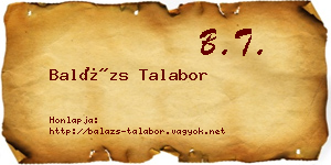 Balázs Talabor névjegykártya